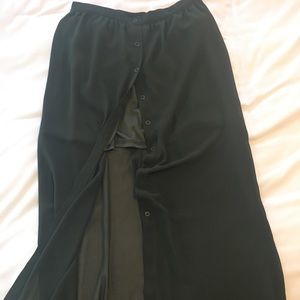 Ankle length olive sheer skirt